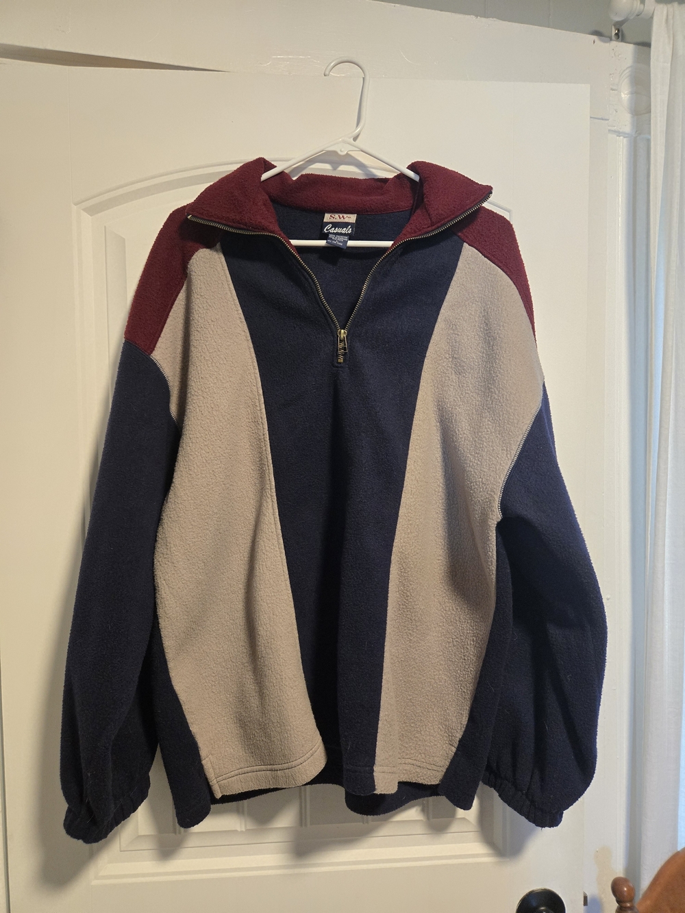 Vintage 90s Colorblock Fleece Sweatshirt Sweater Zip Up
